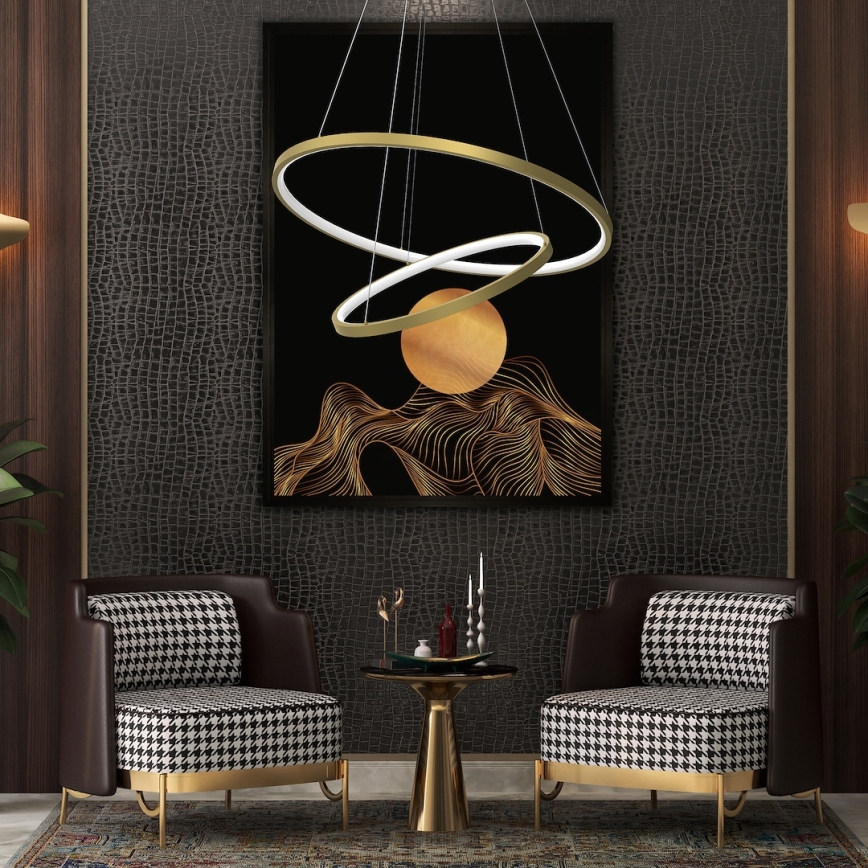 Candeeiro suspenso LED HOOP LED/51W/230V diâmetro 60 cm 4000K dourado