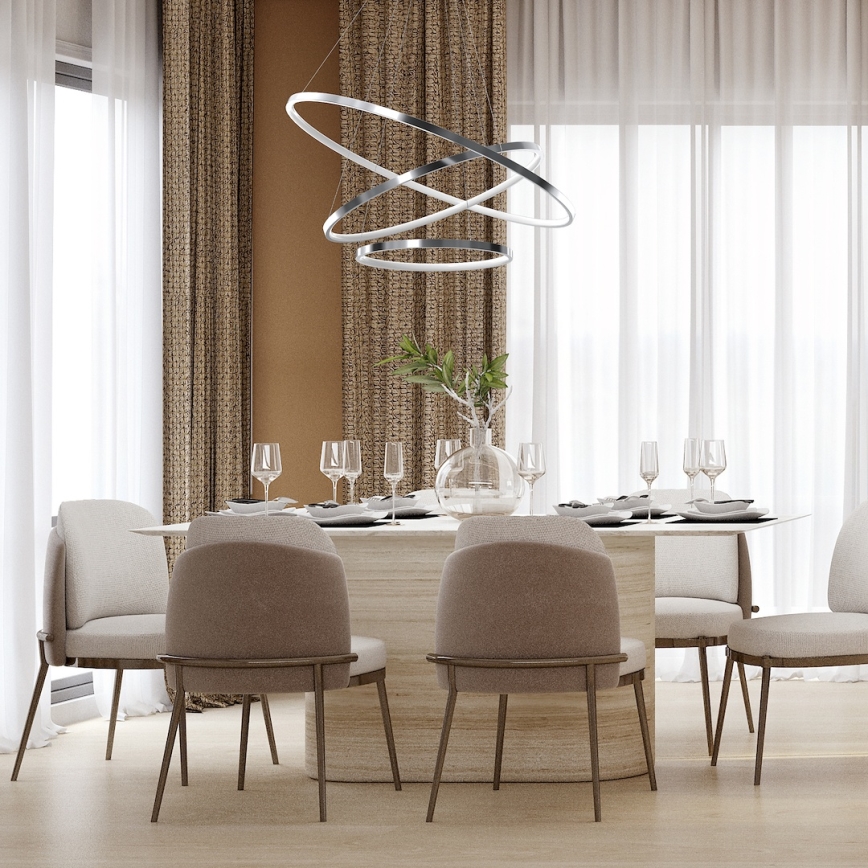 Candeeiro suspenso LED HOOP LED/93W/230V diâmetro 80 cm 4000K cromado brilhante