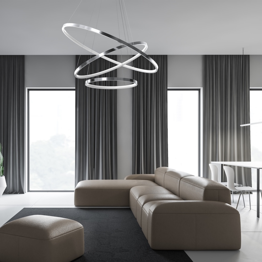 Candeeiro suspenso LED HOOP LED/93W/230V diâmetro 80 cm 4000K cromado brilhante