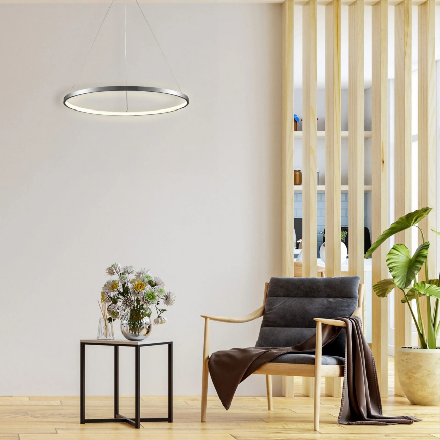 Candeeiro suspenso LED LEA LED/20W/230V 4000K diâmetro 50 cm cromado mate