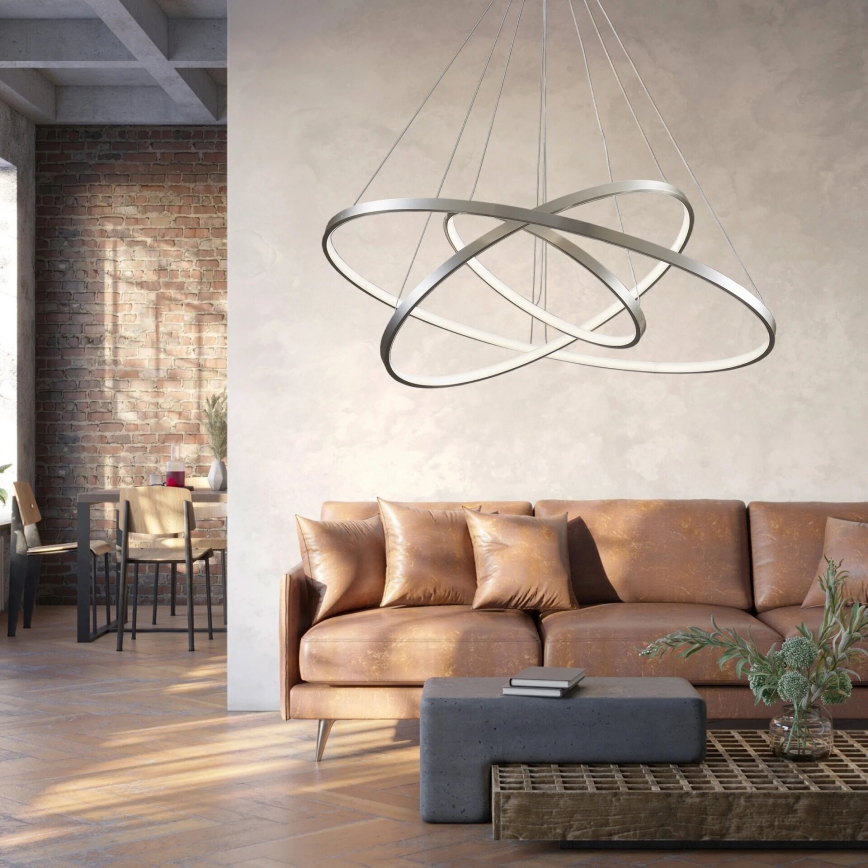 Candeeiro suspenso LED LEA LED/60W/230V 4000K diâmetro 80 cm cromado mate
