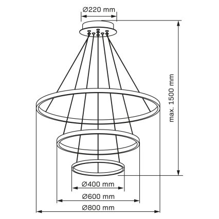 Candeeiro suspenso LED LEA LED/60W/230V 4000K diâmetro 80 cm cromado mate