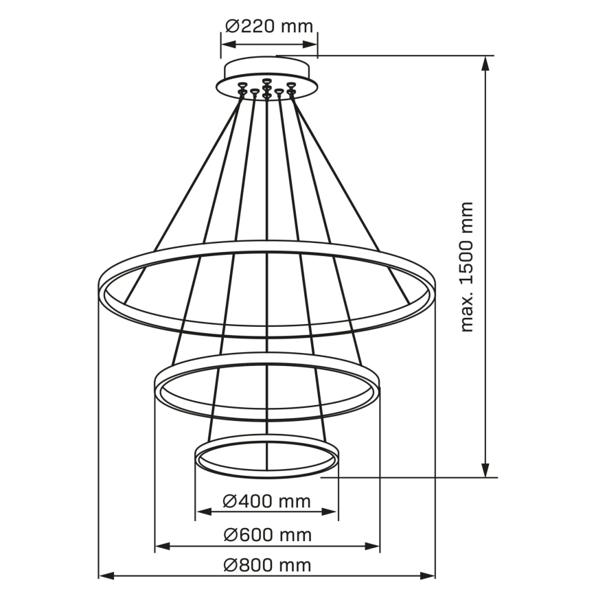 Candeeiro suspenso LED LEA LED/60W/230V 4000K diâmetro 80 cm cromado mate