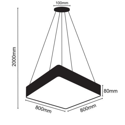 Candeeiro suspenso LED LED/110W/230V 4000K 80x80 cm