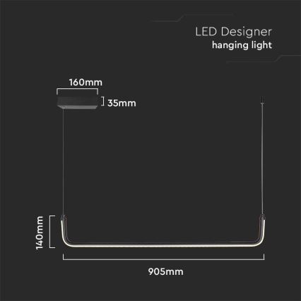 Candeeiro suspenso LED LED/12W/230V 4000K preto