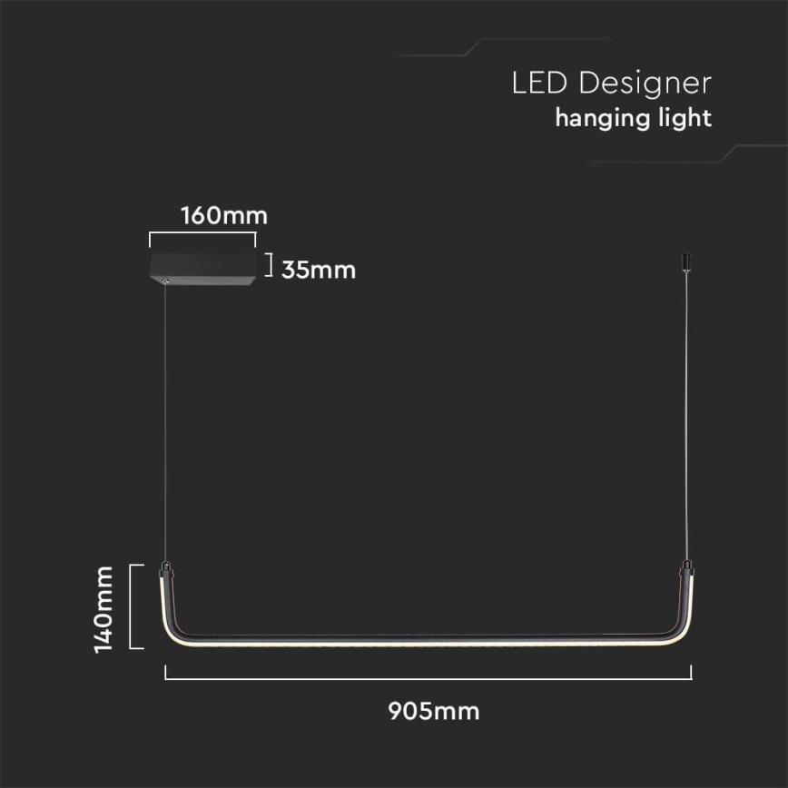 Candeeiro suspenso LED LED/12W/230V 4000K preto