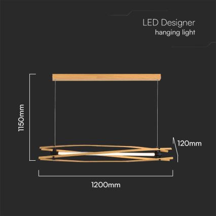 Candeeiro suspenso LED LED/15W/230V 3000K castanho