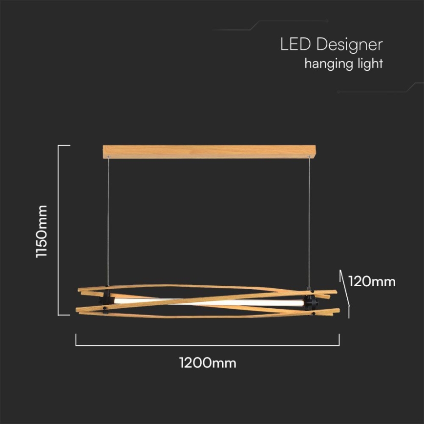 Candeeiro suspenso LED LED/15W/230V 3000K castanho