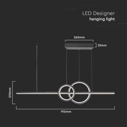 Candeeiro suspenso LED LED/15W/230V 4000K preto