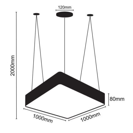 Candeeiro suspenso LED LED/170W/230V 4000K 100x100 cm