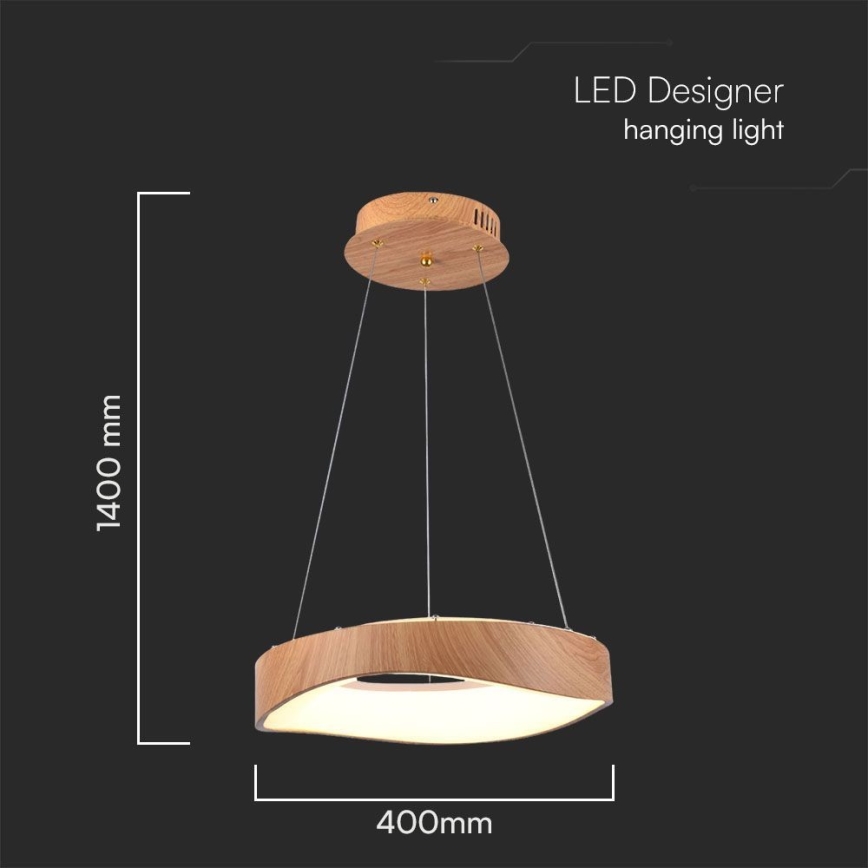 Candeeiro suspenso LED LED/18W/230V 3000K ø 40 cm castanho