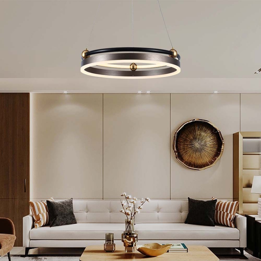 Candeeiro suspenso LED LED/20W/230V 3000K diâmetro 42 cm castanho