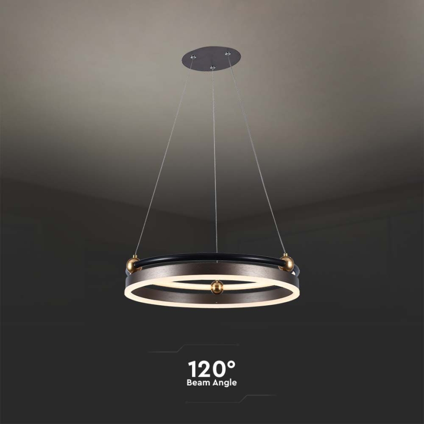 Candeeiro suspenso LED LED/20W/230V 3000K diâmetro 42 cm castanho