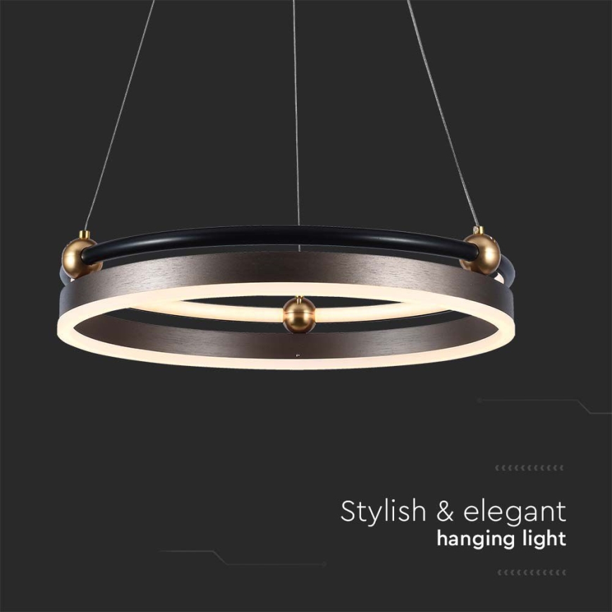Candeeiro suspenso LED LED/20W/230V 3000K diâmetro 42 cm castanho