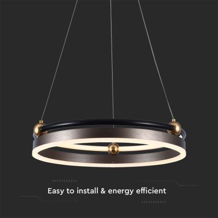 Candeeiro suspenso LED LED/20W/230V 3000K diâmetro 42 cm castanho