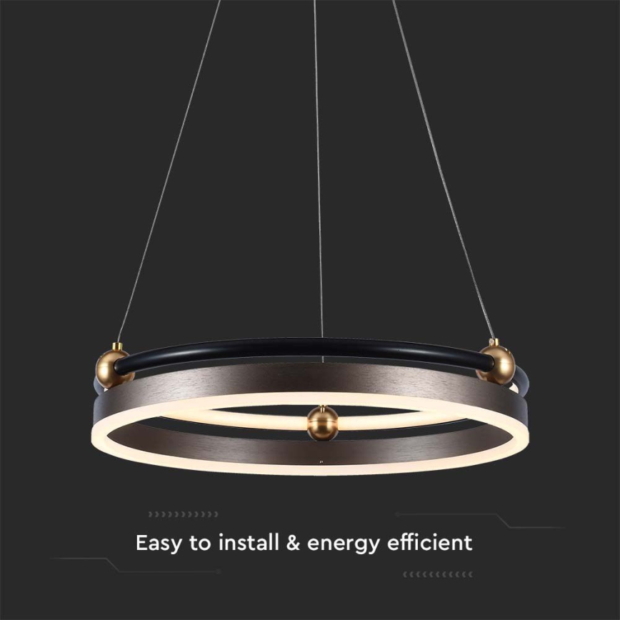 Candeeiro suspenso LED LED/20W/230V 3000K diâmetro 42 cm castanho