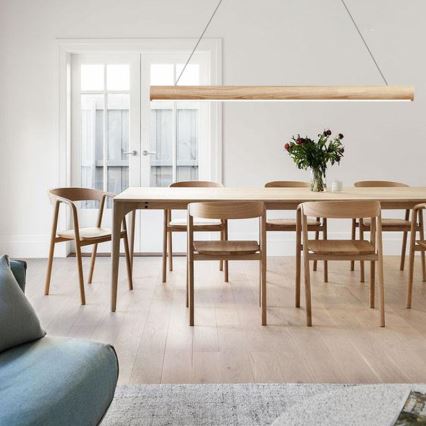 Candeeiro suspenso LED LED/22W/230V 4000K 120 cm cinza/madeira maciça
