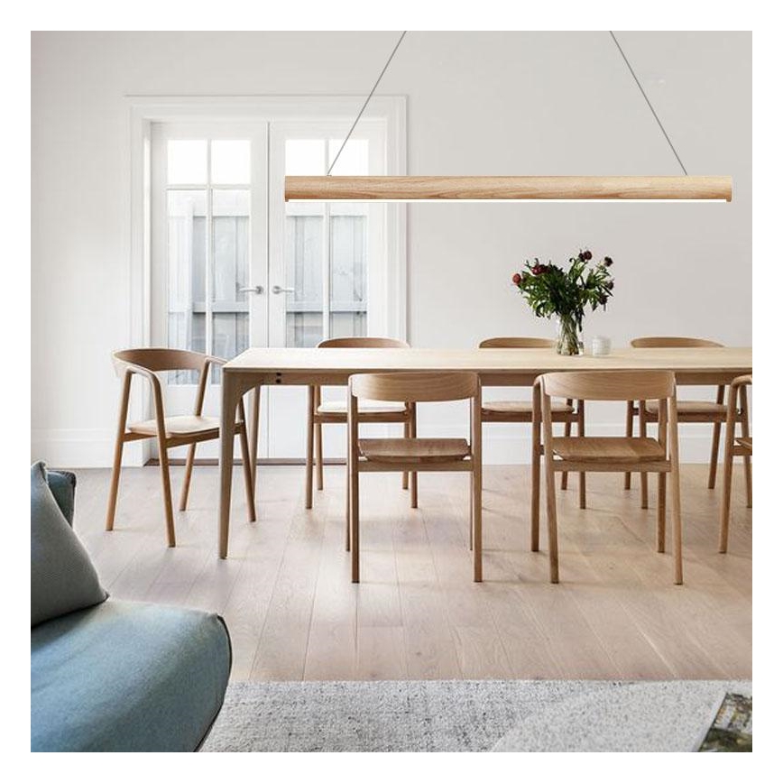 Candeeiro suspenso LED LED/22W/230V 4000K 120 cm cinza/madeira maciça