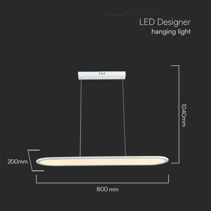 Candeeiro suspenso LED LED/24W/230V 3000K branco