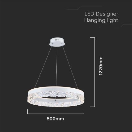 Candeeiro suspenso LED LED/25W/230V 3000K diâmetro 50 cm branco