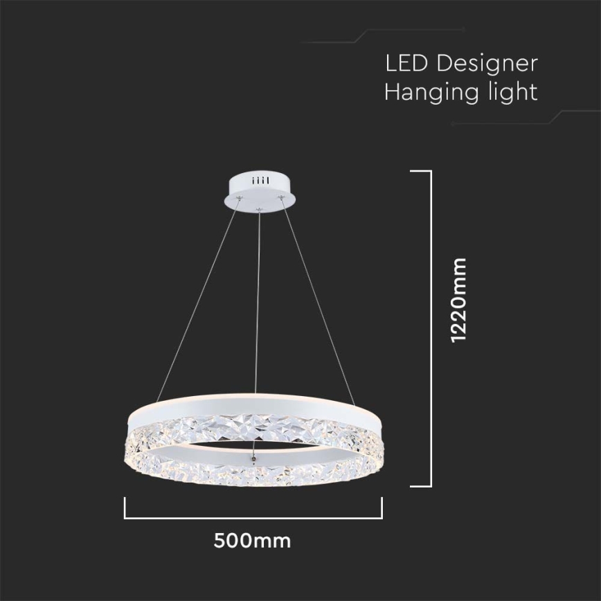 Candeeiro suspenso LED LED/25W/230V 3000K diâmetro 50 cm branco