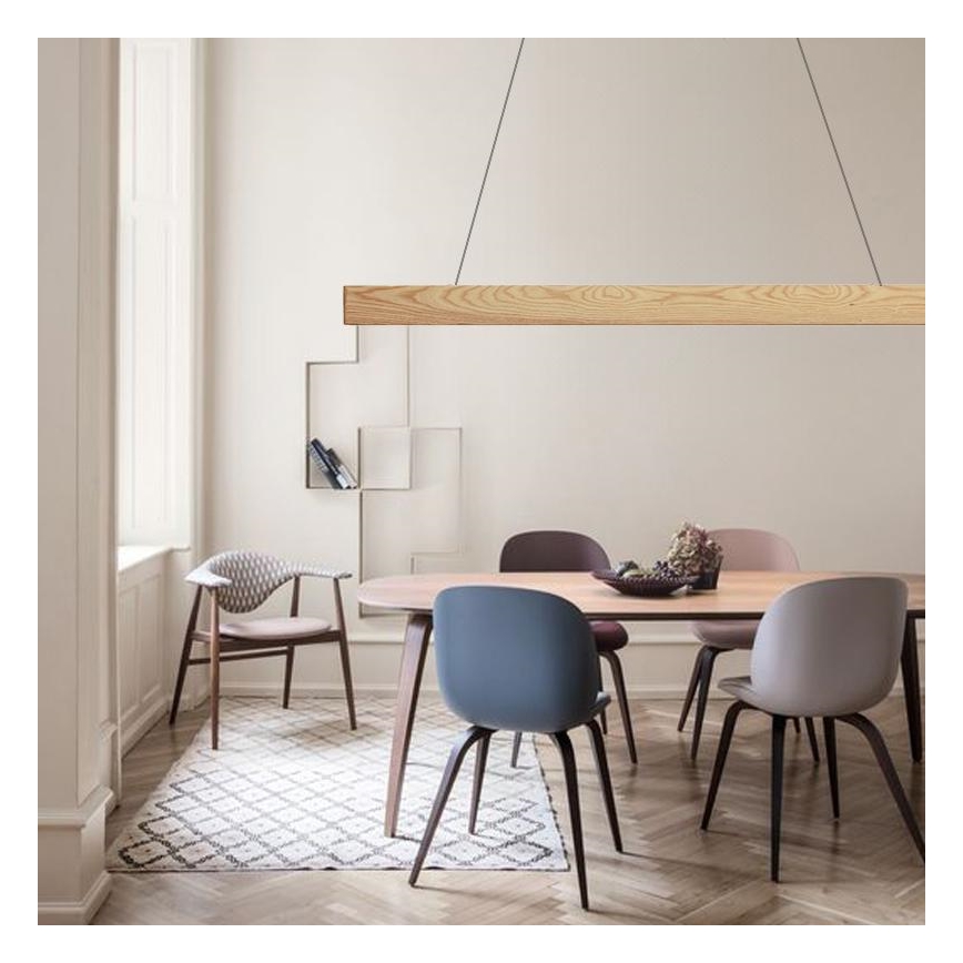 Candeeiro suspenso LED LED/26W/230V 4000K 150 cm cinza/madeira maciça