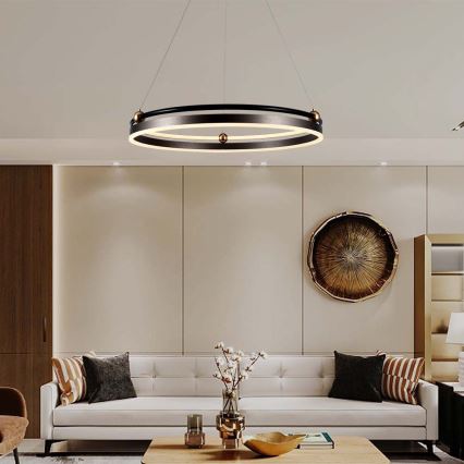 Candeeiro suspenso LED LED/30W/230V 3000K diâmetro 62 cm castanho