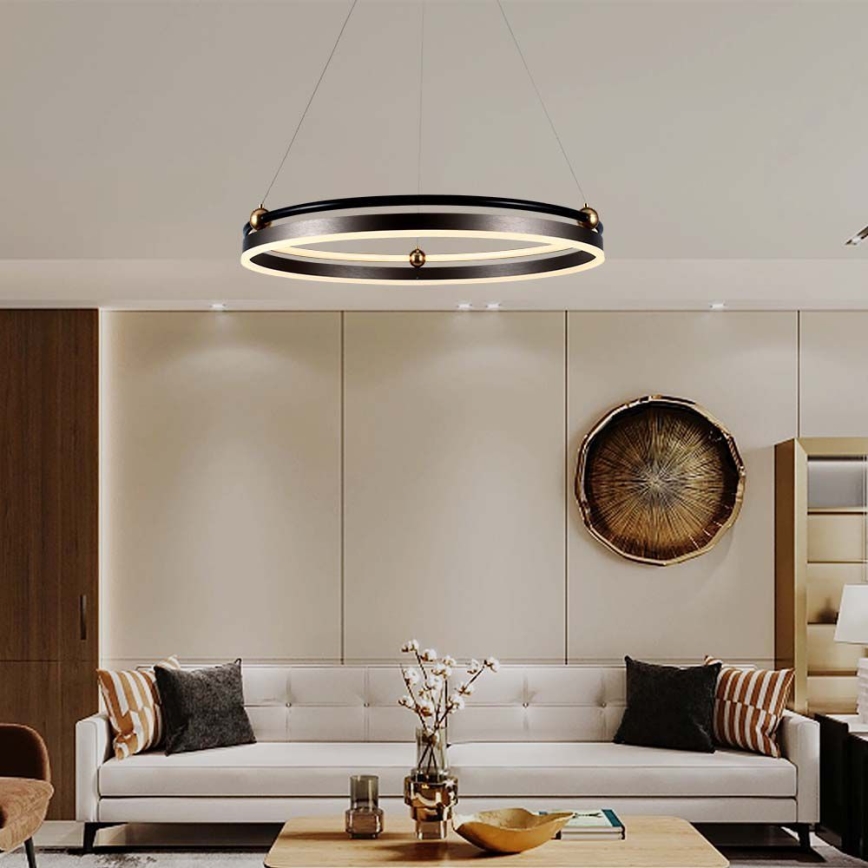 Candeeiro suspenso LED LED/30W/230V 3000K diâmetro 62 cm castanho