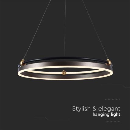 Candeeiro suspenso LED LED/30W/230V 3000K diâmetro 62 cm castanho