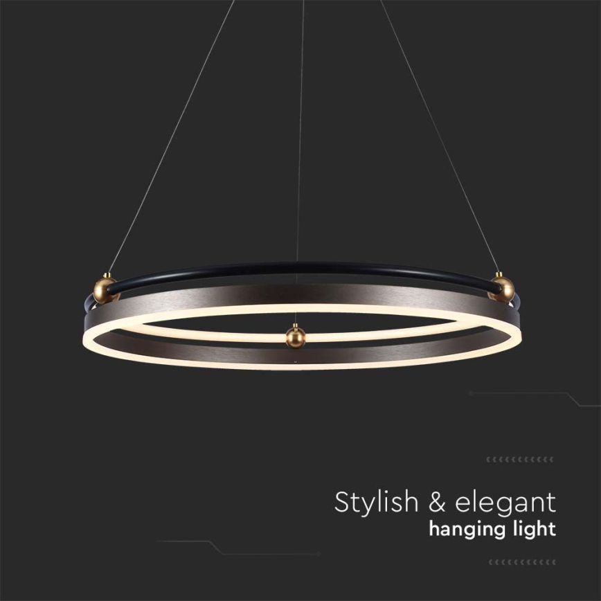 Candeeiro suspenso LED LED/30W/230V 3000K diâmetro 62 cm castanho
