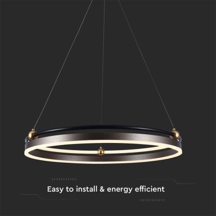 Candeeiro suspenso LED LED/30W/230V 3000K diâmetro 62 cm castanho
