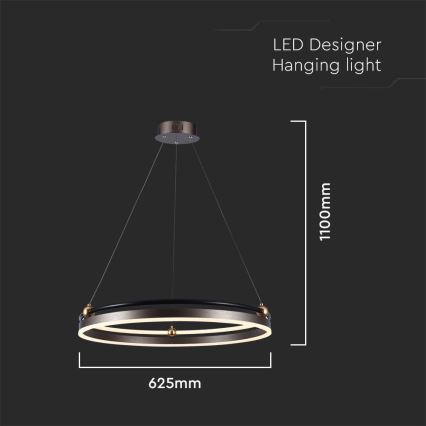 Candeeiro suspenso LED LED/30W/230V 3000K diâmetro 62 cm castanho