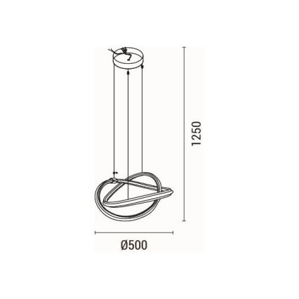 Candeeiro suspenso LED LED/38W/230V 3000K 50x120 cm