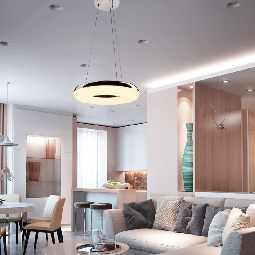 Candeeiro suspenso LED LED/40W/230V 3000K diâmetro 40 cm cromado brilhante
