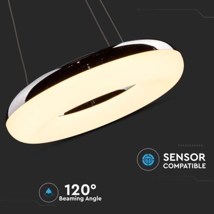 Candeeiro suspenso LED LED/40W/230V 3000K diâmetro 40 cm cromado brilhante