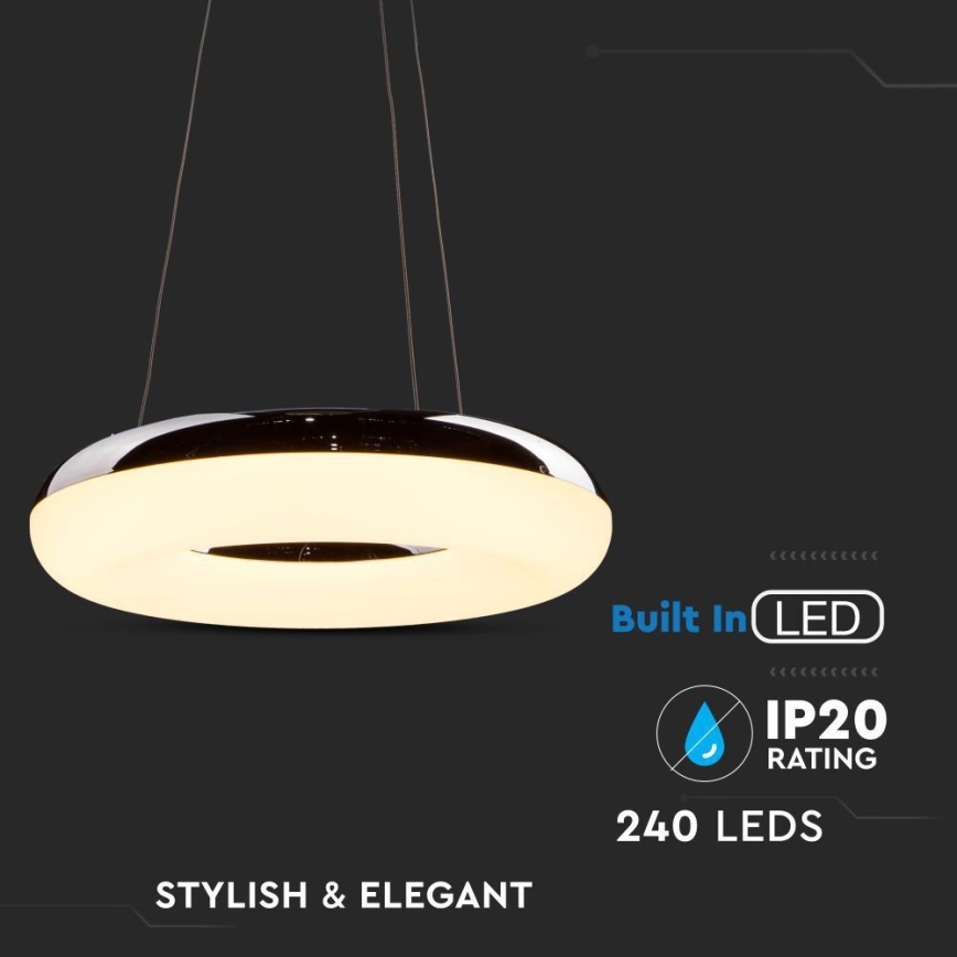 Candeeiro suspenso LED LED/40W/230V 3000K diâmetro 40 cm cromado brilhante