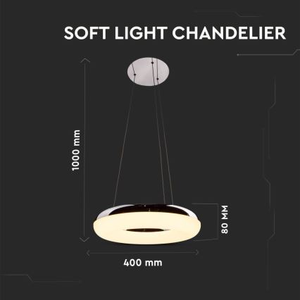 Candeeiro suspenso LED LED/40W/230V 3000K diâmetro 40 cm cromado brilhante