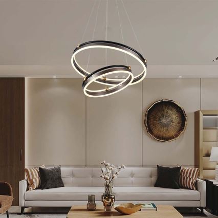 Candeeiro suspenso LED LED/50W/230V 3000K diâmetro 62 cm castanho