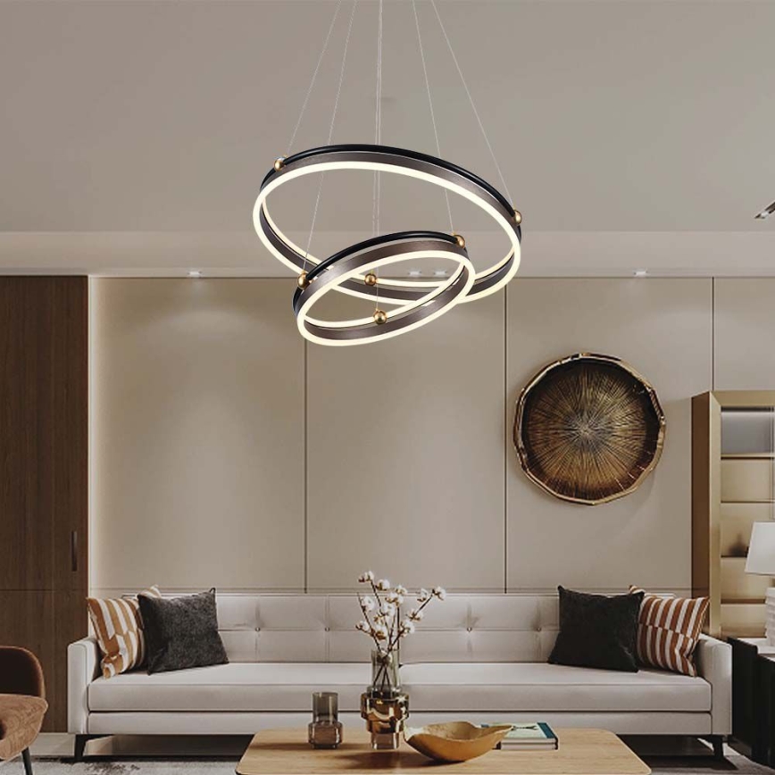 Candeeiro suspenso LED LED/50W/230V 3000K diâmetro 62 cm castanho