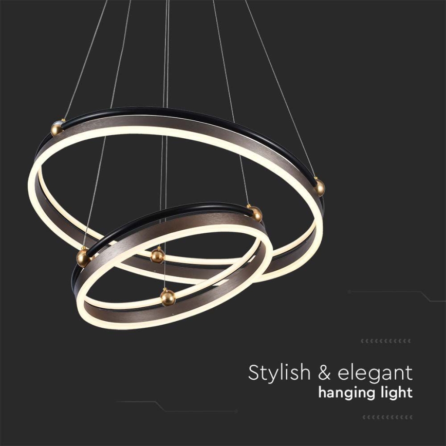 Candeeiro suspenso LED LED/50W/230V 3000K diâmetro 62 cm castanho