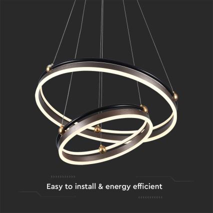 Candeeiro suspenso LED LED/50W/230V 3000K diâmetro 62 cm castanho
