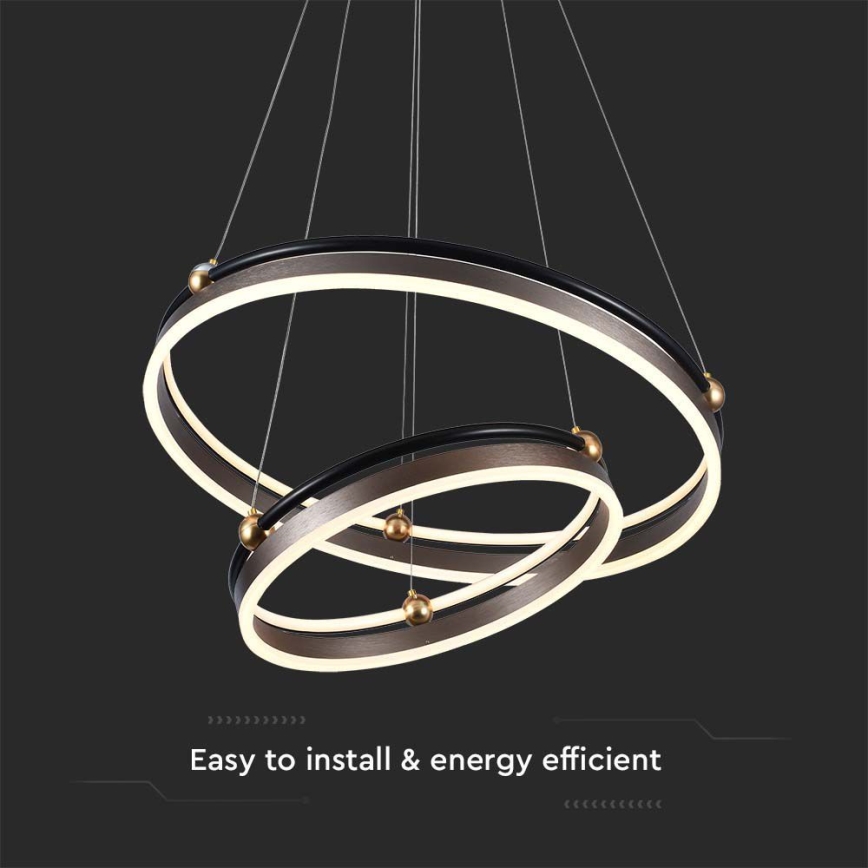 Candeeiro suspenso LED LED/50W/230V 3000K diâmetro 62 cm castanho