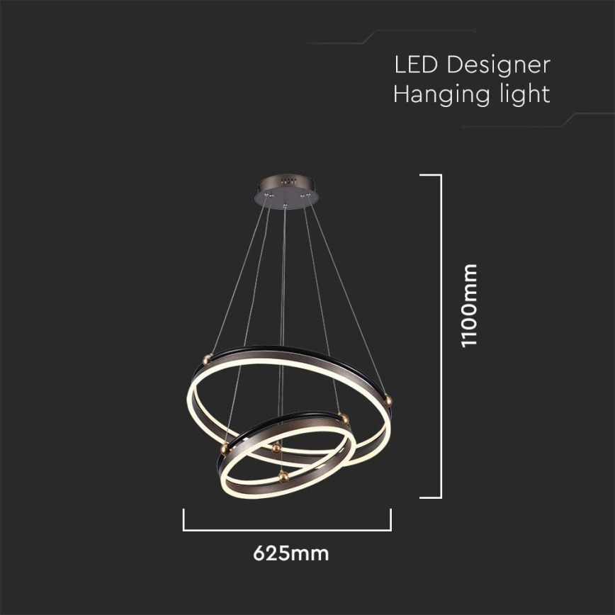 Candeeiro suspenso LED LED/50W/230V 3000K diâmetro 62 cm castanho