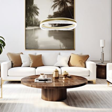 Candeeiro suspenso LED LED/52W/230V diâmetro 60 cm dourado