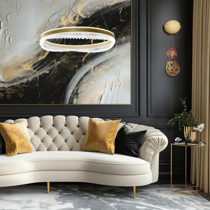 Candeeiro suspenso LED LED/52W/230V diâmetro 60 cm dourado