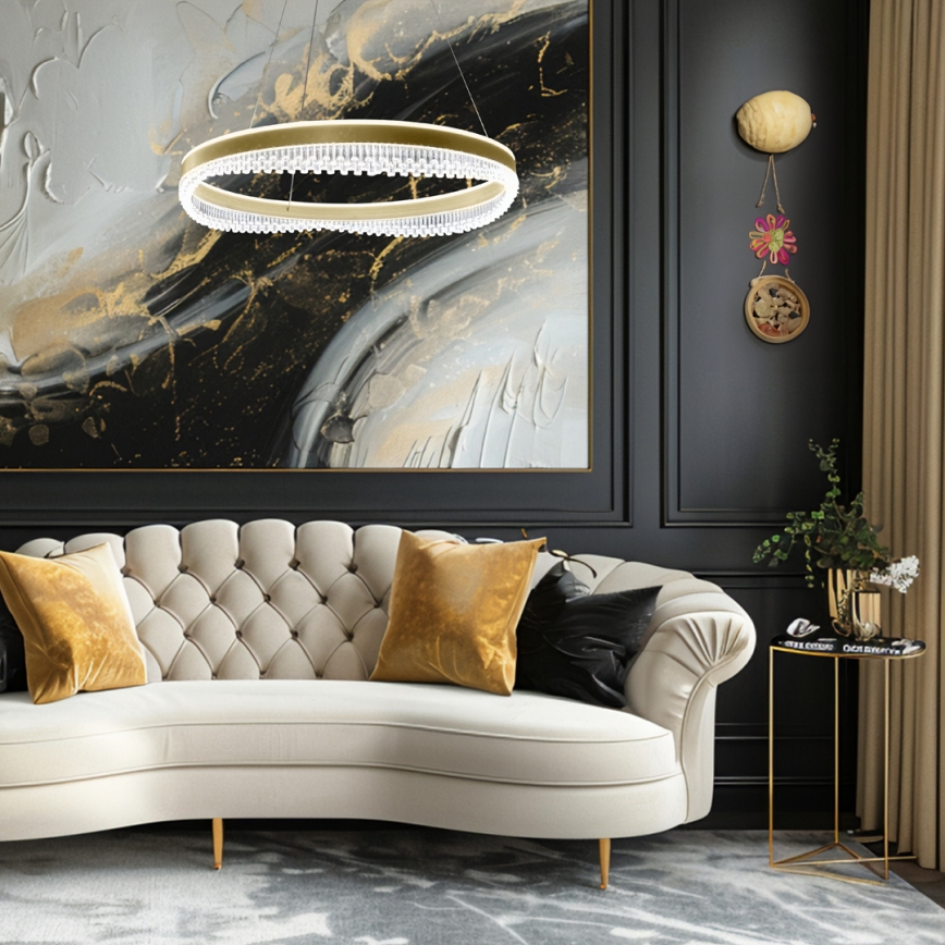 Candeeiro suspenso LED LED/52W/230V diâmetro 60 cm dourado