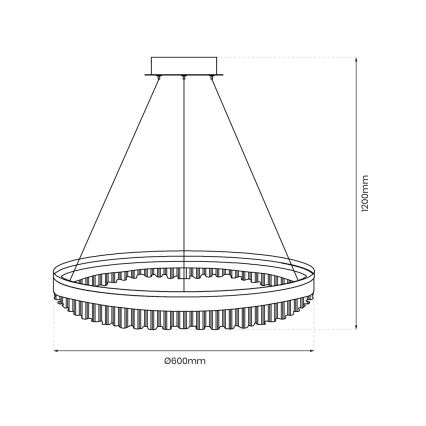 Candeeiro suspenso LED LED/52W/230V diâmetro 60 cm dourado