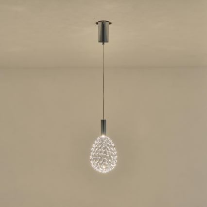Candeeiro suspenso LED LED/6,3W/230V 3000K cromado brilhante diâmetro 14 cm
