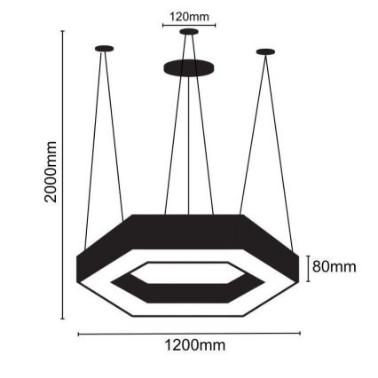 Candeeiro suspenso LED LED/60W/230V 4000K diâmetro 120 cm