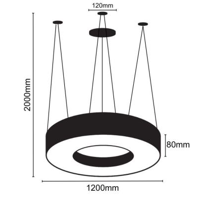 Candeeiro suspenso LED LED/60W/230V 4000K diâmetro 120 cm preto